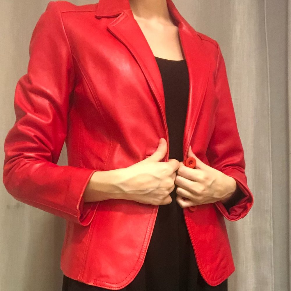 Real Red Italian Leather Jacket (signs of wear)